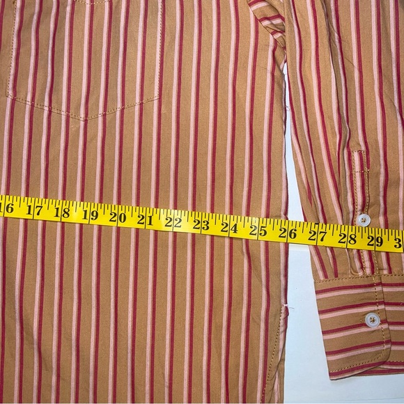 Maeve Orange Striped Button Down Shirt - Picture 6 of 7